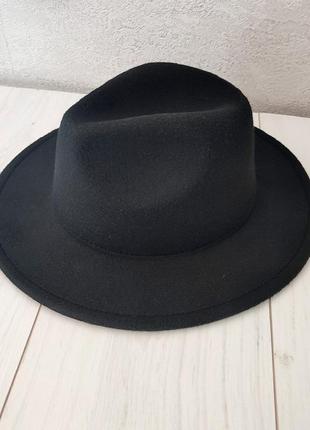 Чорний фетровий капелюх федора, капелюх жіночий чоловічий зі стійкими полями, шляпа жіноча чоловіча2 фото