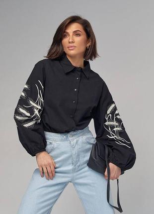 Чорна вишиванка, вишита сорочка колоски, блузка блуза рубашка вышиванка