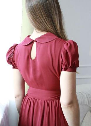 Платье бордо в пол из шифона6 фото