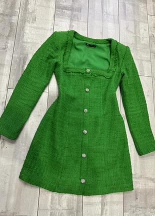 Зелена твідова сукня zara