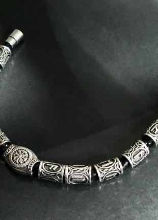 Нержавіюча сталь, руна vegvisir. браслет з 11 рунами, довжина 22 см, сріблястого кольору
