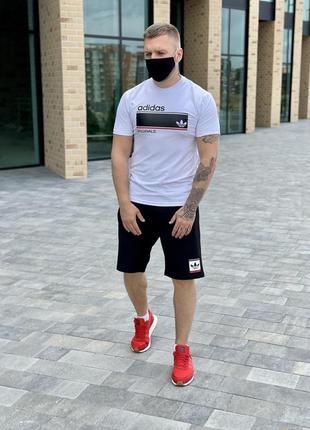 Распродажа! мужской спортивный летний костюм адидас шорты футболка комплект adidas белый