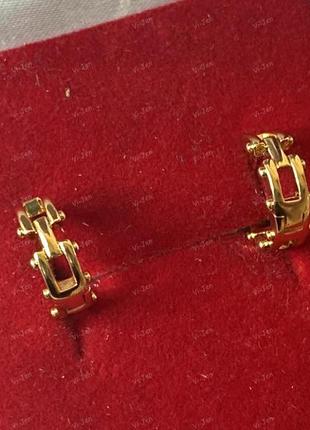 Жіночі сережки- конго (кільця) xuping з камінням позолота 18к ланцюжки подарунок...