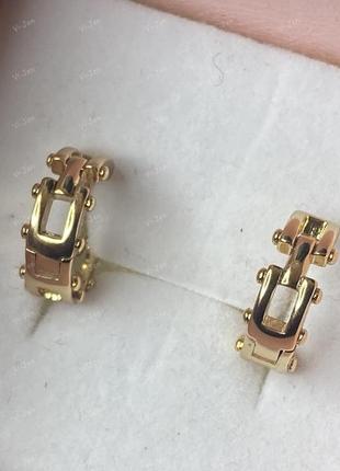 Жіночі сережки- конго (кільця) xuping з камінням позолота 18к ланцюжки подарунок...