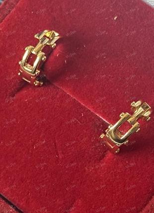 Жіночі сережки- конго (кільця) xuping з камінням позолота 18к ланцюжки подарунок...