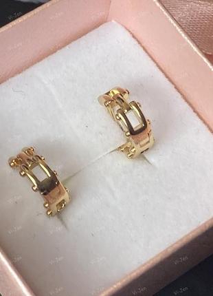 Жіночі сережки- конго (кільця) xuping з камінням позолота 18к ланцюжки подарунок...