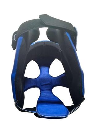 Шлем тренировочный каратэ lev sport кик-бокс s кожзам синий2 фото