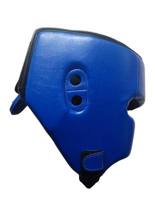 Шлем тренировочный каратэ lev sport кик-бокс s кожзам синий3 фото