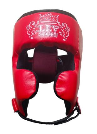 Шлем тренировочный каратэ lev sport кик-бокс m кожзам красный1 фото