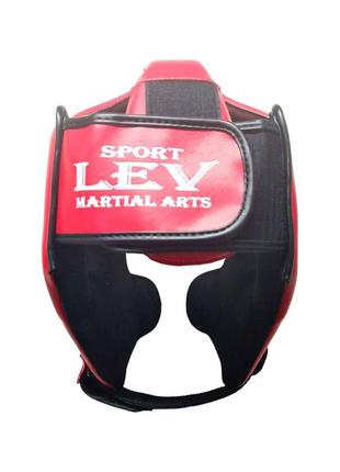 Шлем тренировочный каратэ lev sport кик-бокс s кожзам красный6 фото