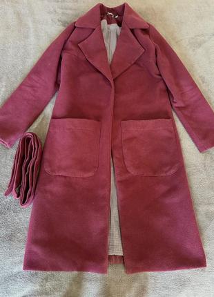 Пальто демисезонное бордо s