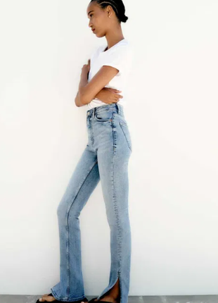 Стрейчевые джинсы с разрезами zara на высокий рост3 фото