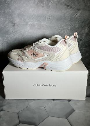 Calvin klein снікерcи retro tennis su-mesh wn yw0yw00891 peach blush/eggshell/creamy white 0jp1 фото