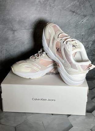 Calvin klein снікерcи retro tennis su-mesh wn yw0yw00891 peach blush/eggshell/creamy white 0jp3 фото