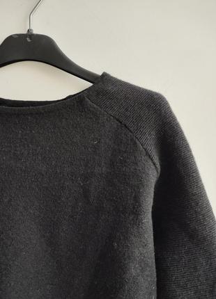 Черный базовый свитер реглан шерсть коттон