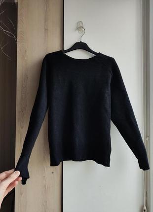 Чорний базовий светр реглан шерсть котон