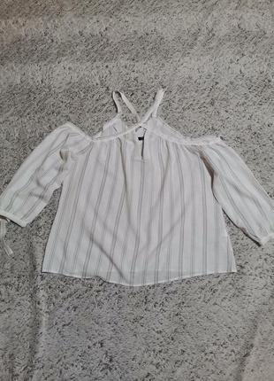 Полосатая летняя блуза с открытыми плечами1 фото