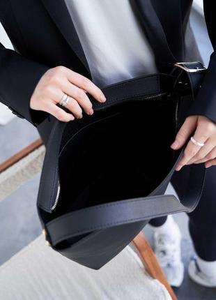 Женская сумка черная сумка хобо сумка на плечо4 фото