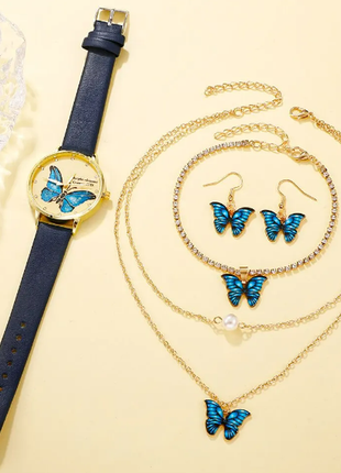 Жіночий годинник з метеликами та аксесуарами2 фото