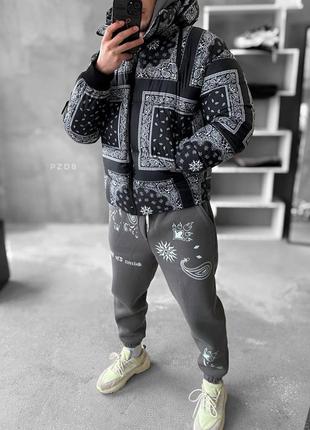 Куртка пуховик з принтами3 фото