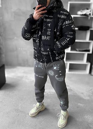 Куртка пуховик з принтами4 фото