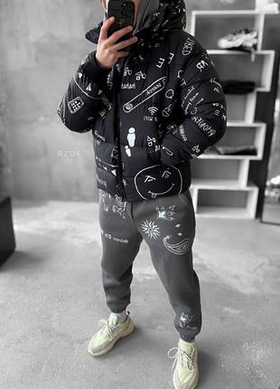 Куртка пуховик з принтами7 фото