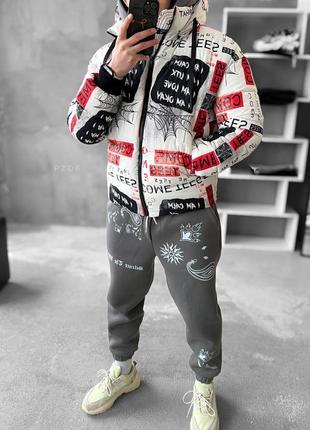 Куртка пуховик з принтами