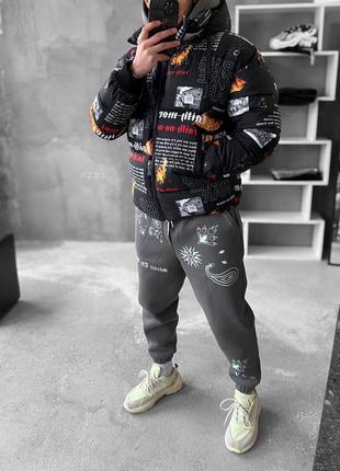 Куртка пуховик з принтами6 фото