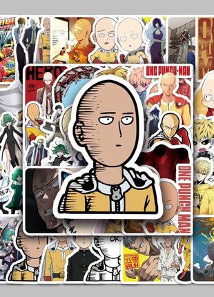 Наклейки на телефон, карту,  one-punch man, ванпанчмен, стікери для ноутбука, стікербомбінг 10шт