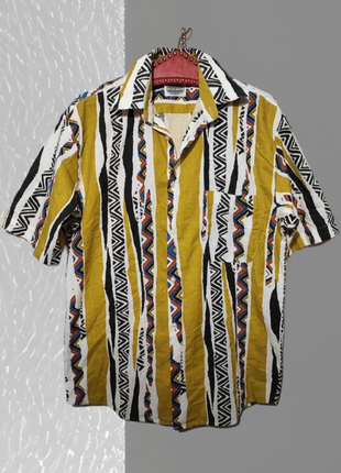 Чоловіча, літня, коттонова сорочка, сорочка з яскравим принтом абстракцією від бренда cash mc call