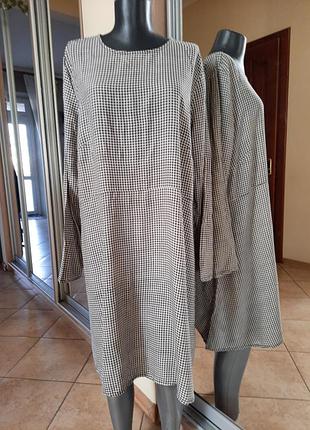 Віскозне в дрібну клітинку плаття 👗 великого розміру