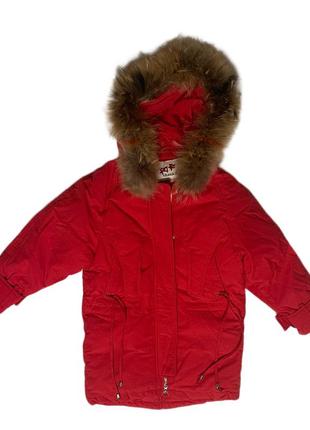 Красная зимняя куртка размер 140/64