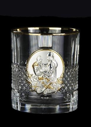 Премиальный набор бокалов для виски "гербовый с казаками" boss crystal, 6 бокалов и графин6 фото