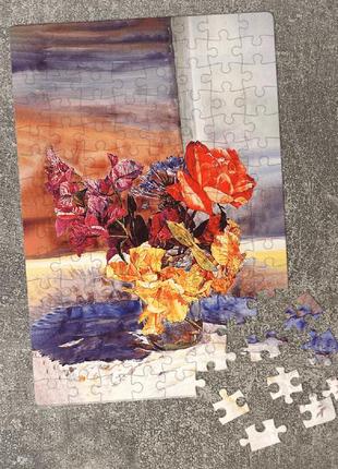 Пазл букет цветов на подоконнике. магнитный а4, 120