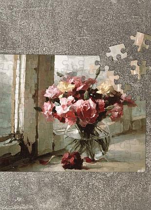 Пазл цветы на старом окне. картон а5, 80