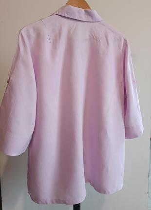 100% льняная розовая рубашка / блуза большого размера8 фото