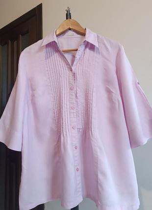 100% льняная розовая рубашка / блуза большого размера5 фото