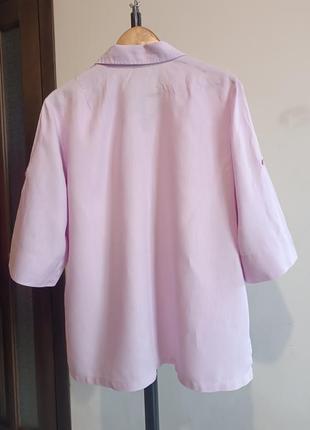 100% льняная розовая рубашка / блуза большого размера7 фото