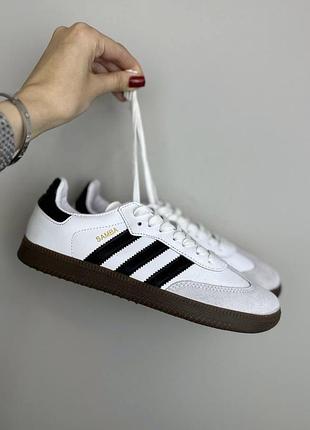 Адідас самба кеди білі з коричневим adidas samba og white cloud core black