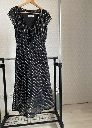 Невероятное черное макси платье в горошек р.12/40/l шифоновое платье7 фото