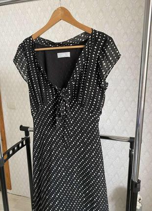 Невероятное черное макси платье в горошек р.12/40/l шифоновое платье3 фото