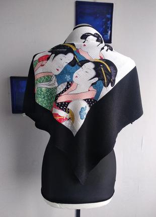 Раритетный винтажный японский платок-картина 50-е kitagawa utamaro5 фото