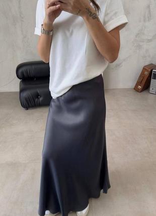 Женская шелковая юбка длинная макси в пол3 фото