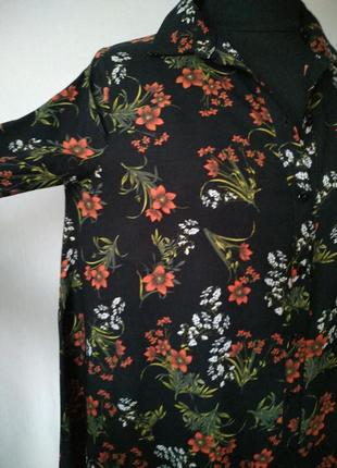 Сукня-сорочка вільного крою від zara квітковий принт3 фото