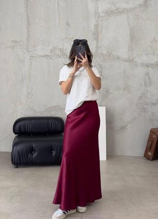 Женская шелковая юбка длинная макси в пол1 фото