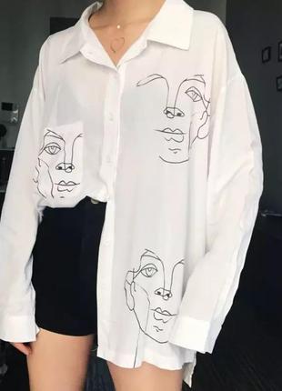 Рубашка овэрсайз с рисунком новый стиль