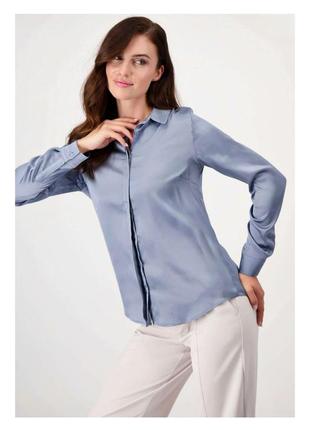 Шелковая рубашка с потайными пуговицами рубашка женская рубашка голубая из натурального шелка рубашка женская с запанками классическая рубашка2 фото