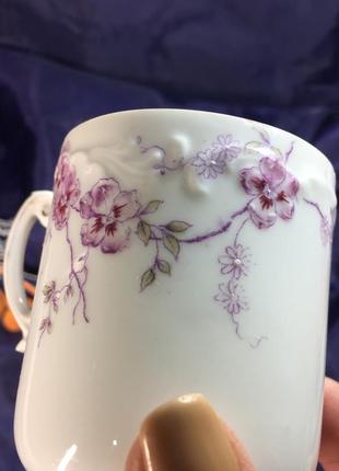 Уникальная антикварная шоколадная чашка rosenthal 1896 г. тончайший фарфор розенталь н4331   тонкост5 фото
