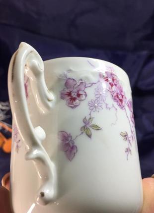 Уникальная антикварная шоколадная чашка rosenthal 1896 г. тончайший фарфор розенталь н4331   тонкост6 фото