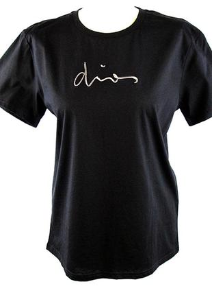 Женская футболка dior черного цвета с надписью
